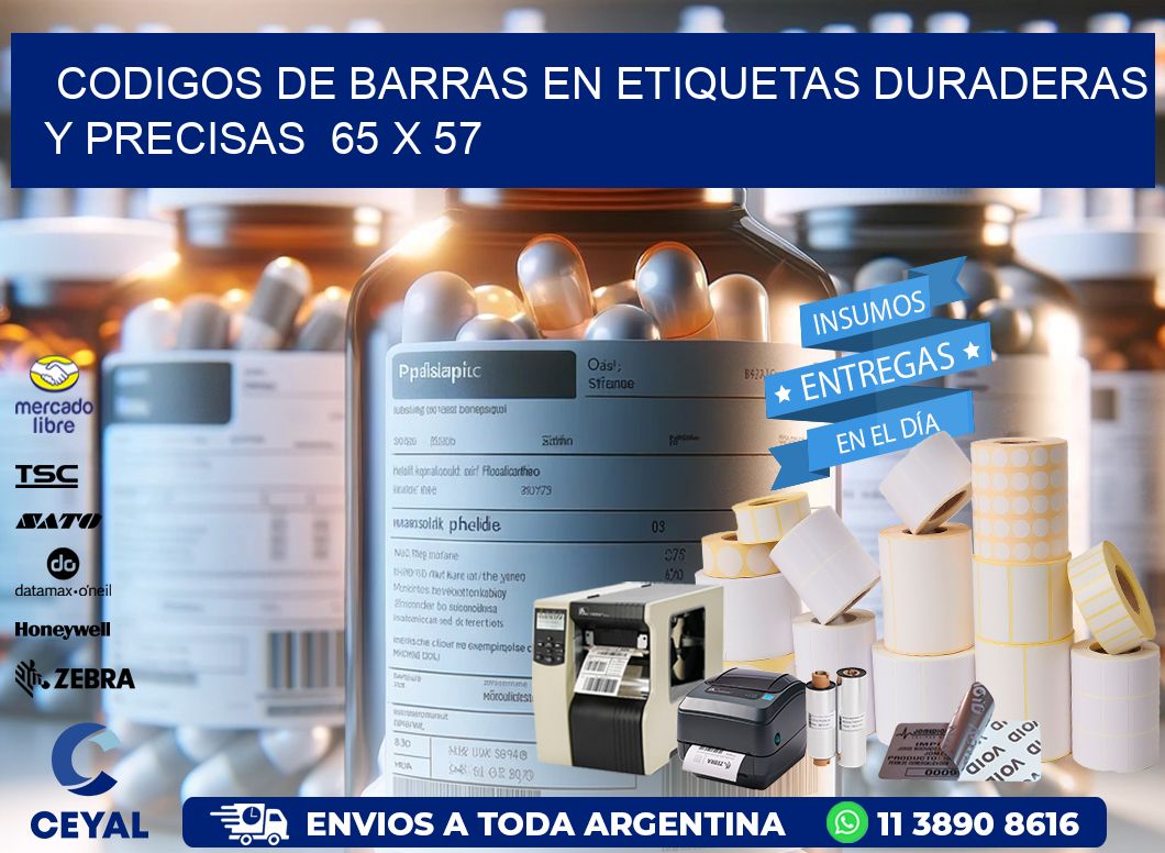 Codigos de Barras en Etiquetas Duraderas y Precisas  65 x 57