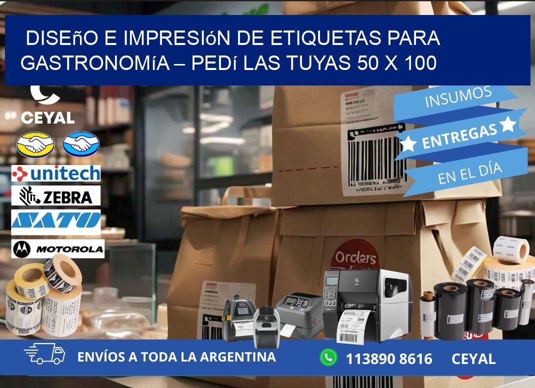 Diseño e impresión de etiquetas para gastronomía – Pedí las tuyas 50 x 100
