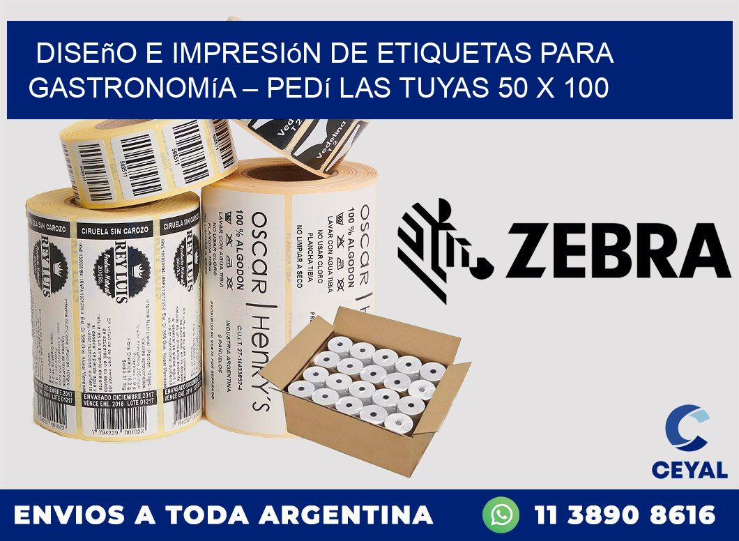 Diseño e impresión de etiquetas para gastronomía – Pedí las tuyas 50 x 100