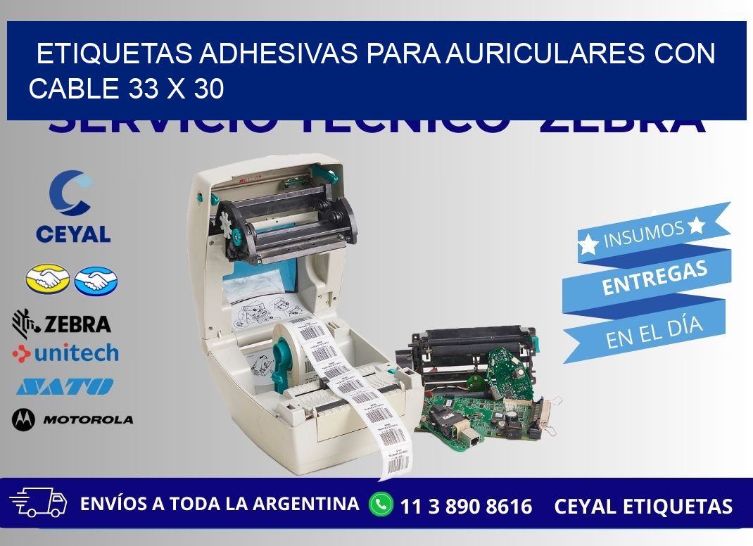 ETIQUETAS ADHESIVAS PARA AURICULARES CON CABLE 33 x 30