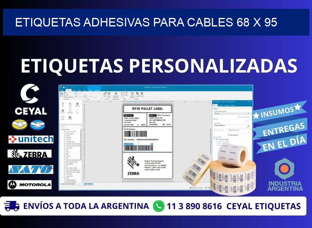 ETIQUETAS ADHESIVAS PARA CABLES 68 x 95