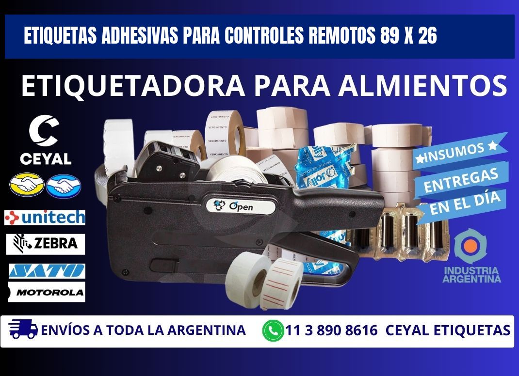 ETIQUETAS ADHESIVAS PARA CONTROLES REMOTOS 89 x 26