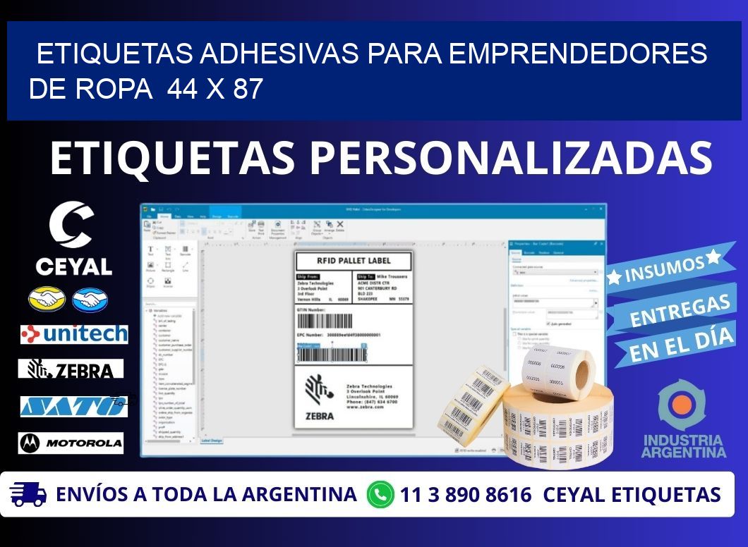 ETIQUETAS ADHESIVAS PARA EMPRENDEDORES DE ROPA  44 x 87