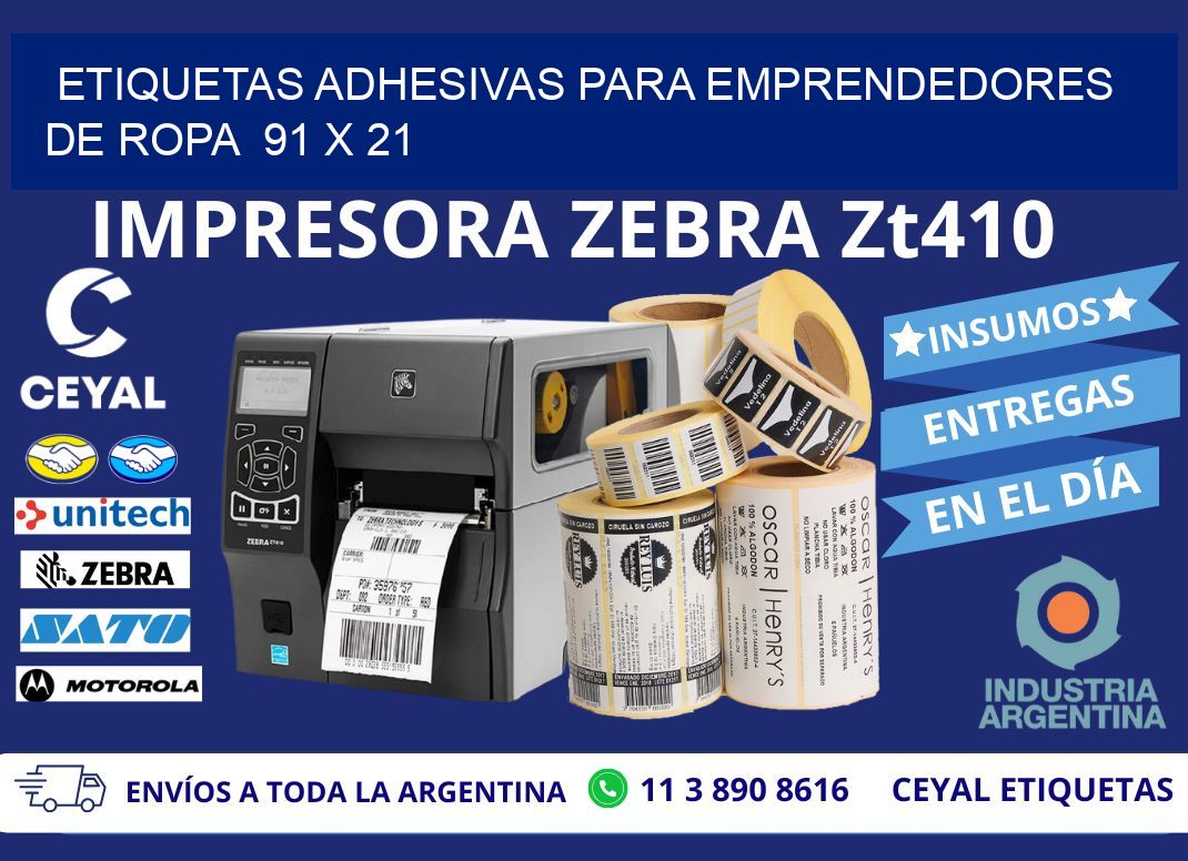 ETIQUETAS ADHESIVAS PARA EMPRENDEDORES DE ROPA  91 x 21