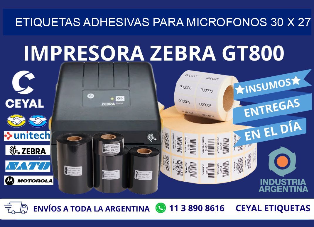 ETIQUETAS ADHESIVAS PARA MICROFONOS 30 x 27