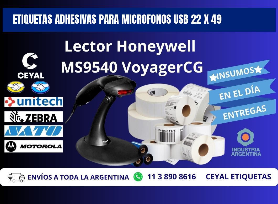 ETIQUETAS ADHESIVAS PARA MICROFONOS USB 22 x 49