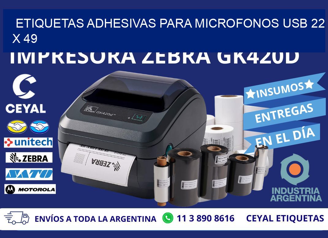 ETIQUETAS ADHESIVAS PARA MICROFONOS USB 22 x 49