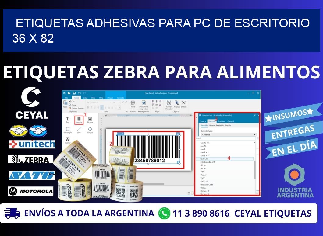 ETIQUETAS ADHESIVAS PARA PC DE ESCRITORIO 36 x 82