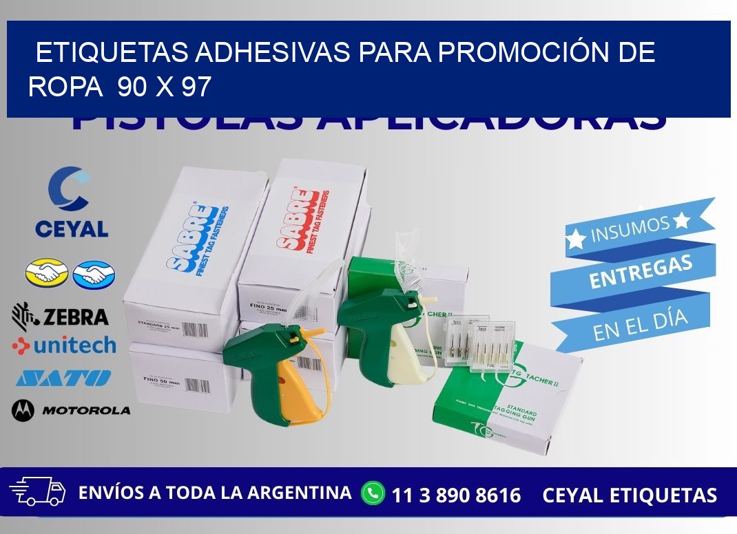 ETIQUETAS ADHESIVAS PARA PROMOCIÓN DE ROPA  90 x 97