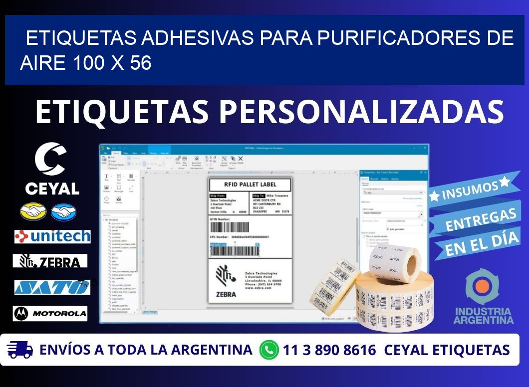 ETIQUETAS ADHESIVAS PARA PURIFICADORES DE AIRE 100 x 56