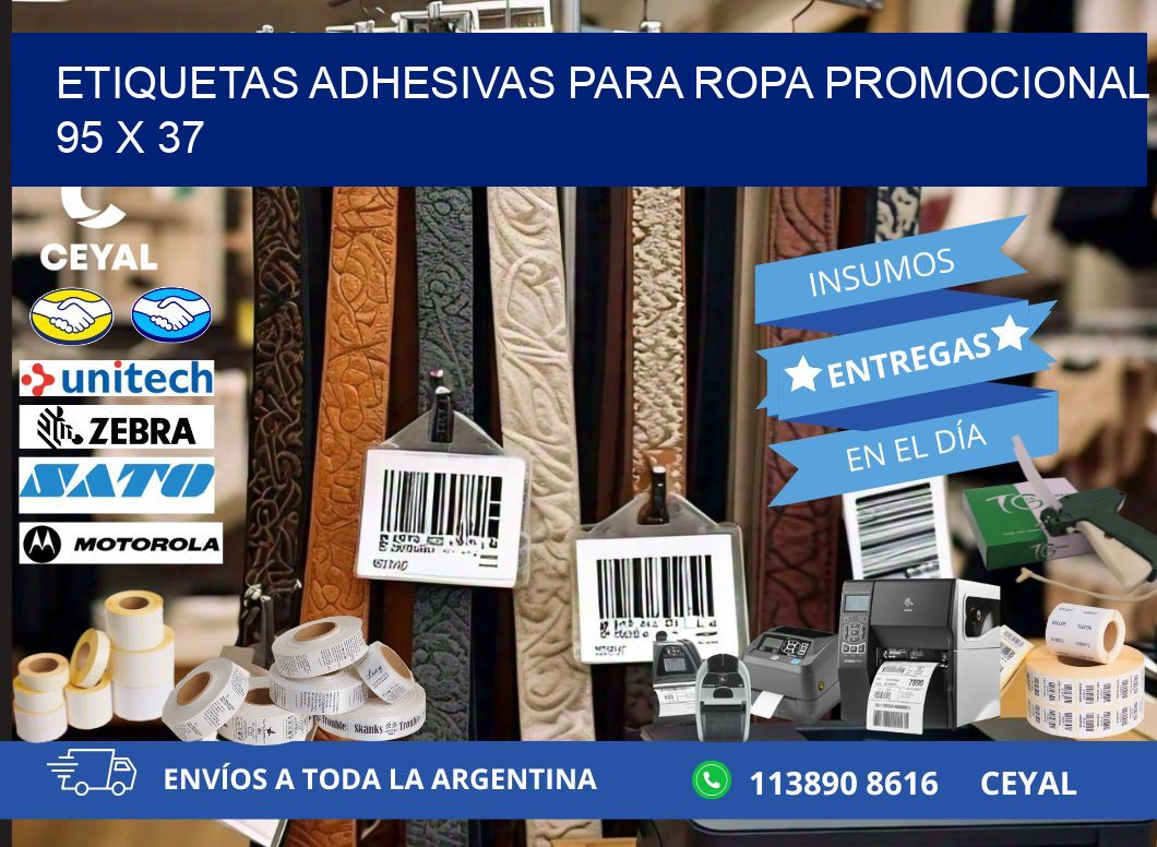 ETIQUETAS ADHESIVAS PARA ROPA PROMOCIONAL  95 x 37