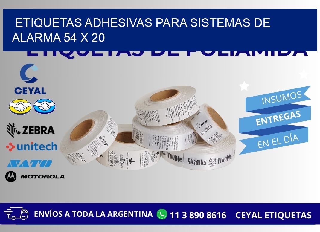 ETIQUETAS ADHESIVAS PARA SISTEMAS DE ALARMA 54 x 20