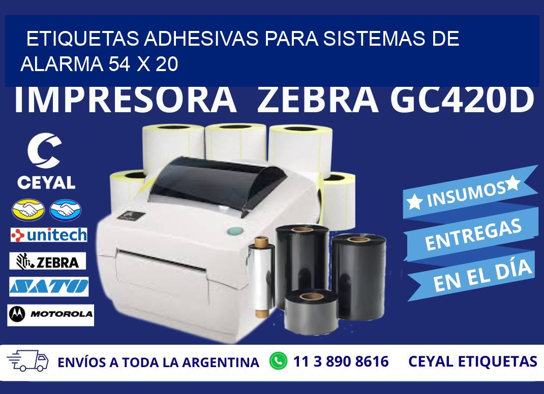 ETIQUETAS ADHESIVAS PARA SISTEMAS DE ALARMA 54 x 20