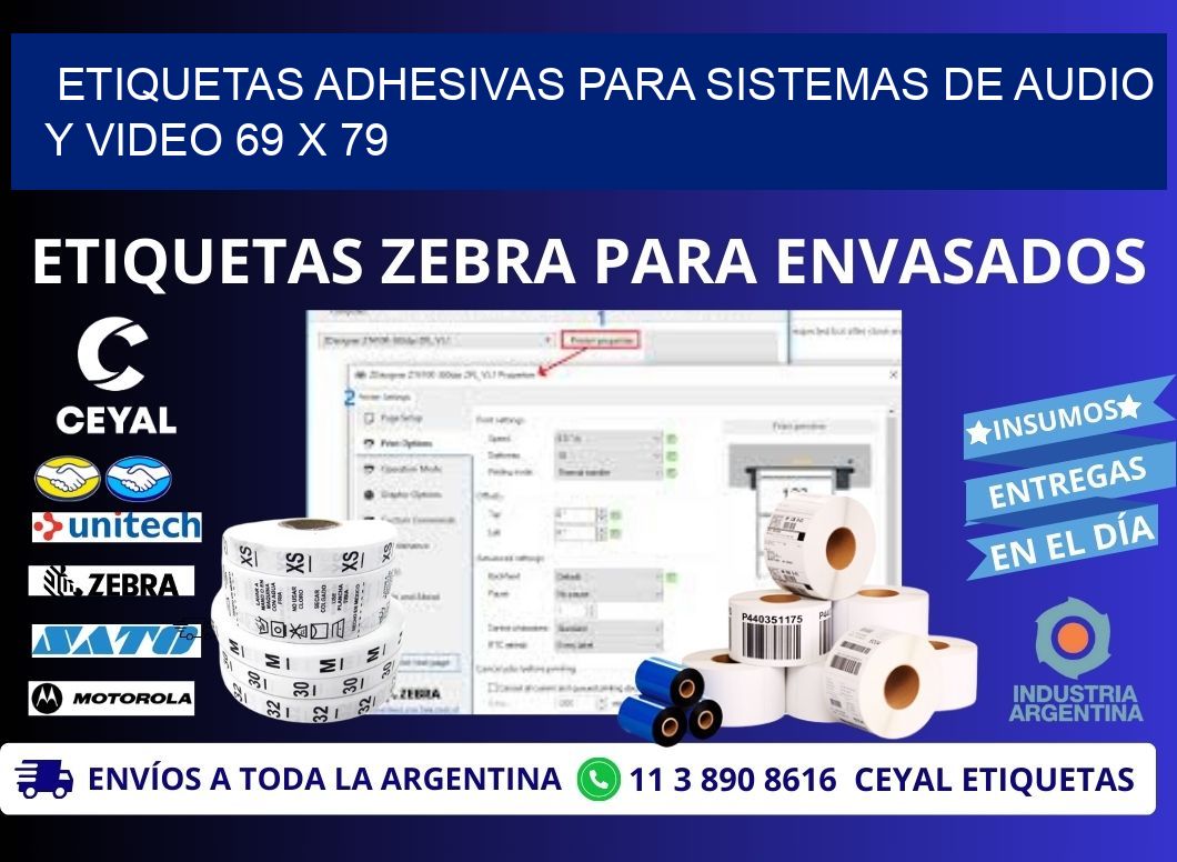 ETIQUETAS ADHESIVAS PARA SISTEMAS DE AUDIO Y VIDEO 69 x 79