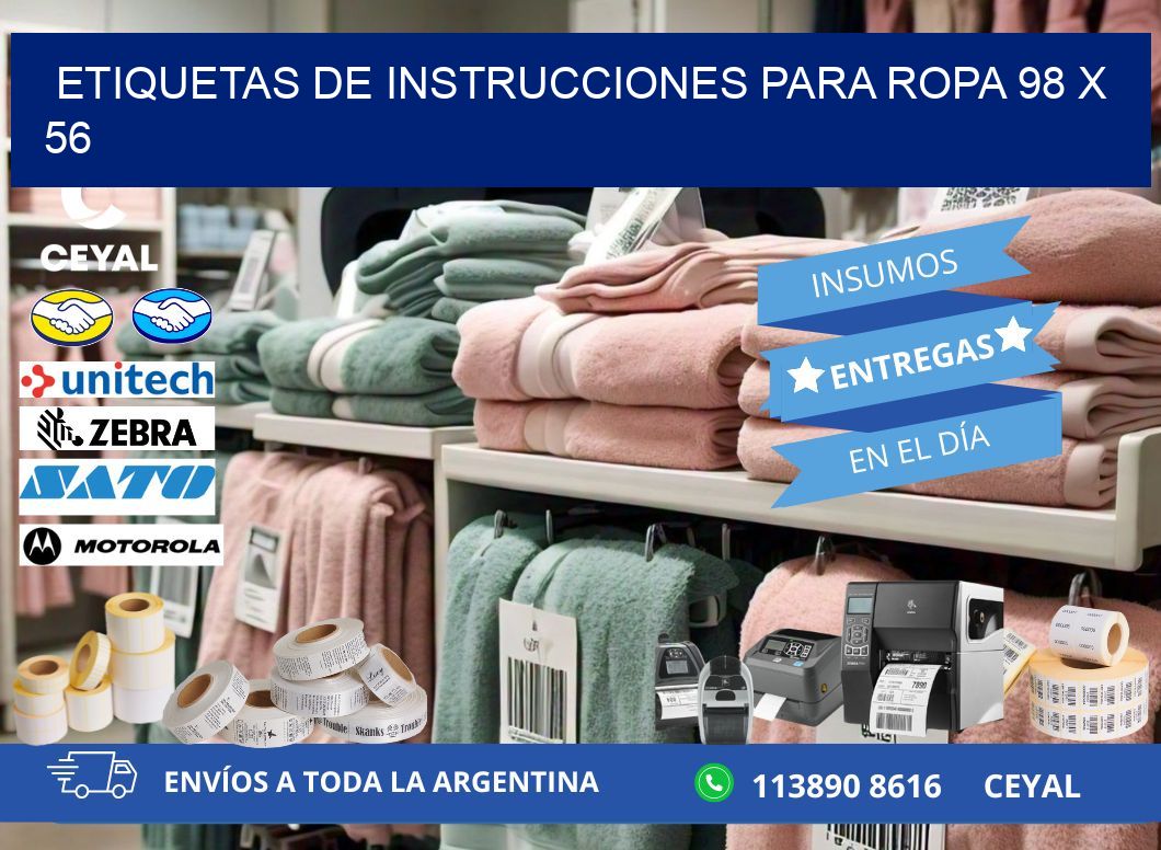 ETIQUETAS DE INSTRUCCIONES PARA ROPA 98 x 56