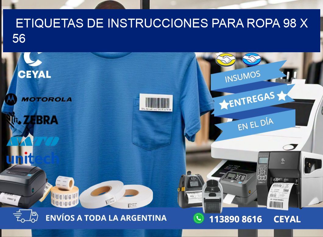 ETIQUETAS DE INSTRUCCIONES PARA ROPA 98 x 56
