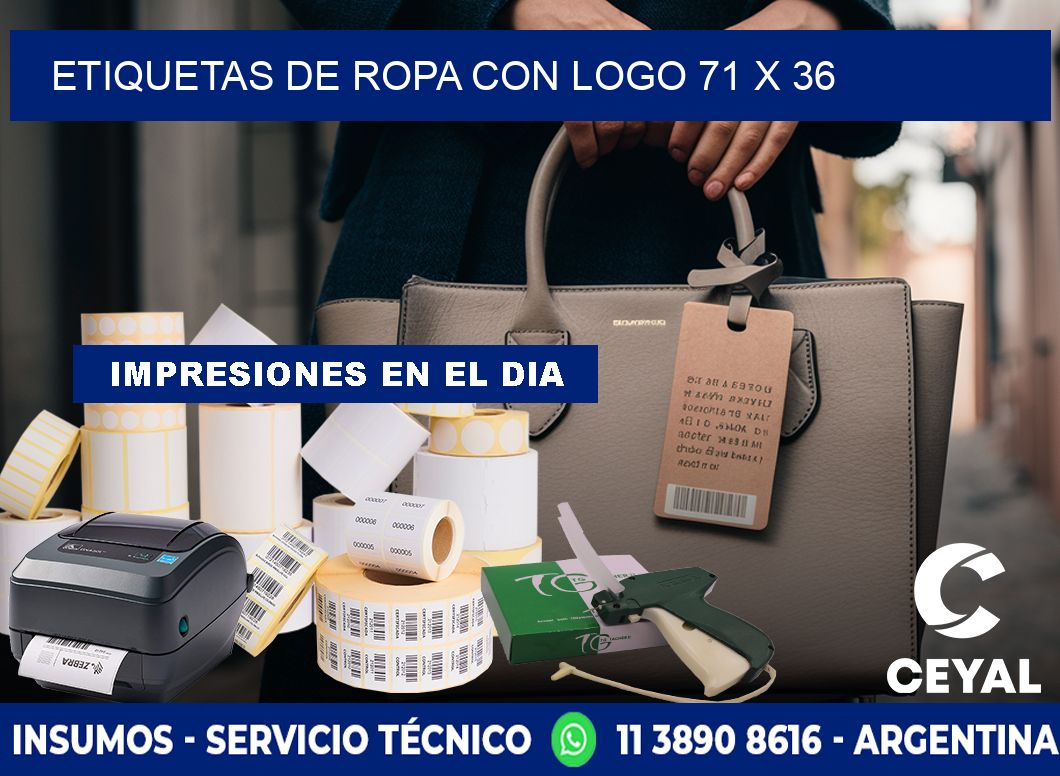 ETIQUETAS DE ROPA CON LOGO 71 x 36
