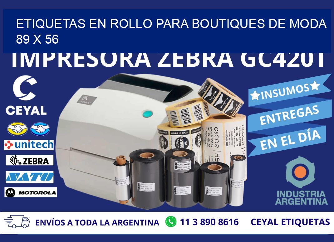 ETIQUETAS EN ROLLO PARA BOUTIQUES DE MODA  89 x 56
