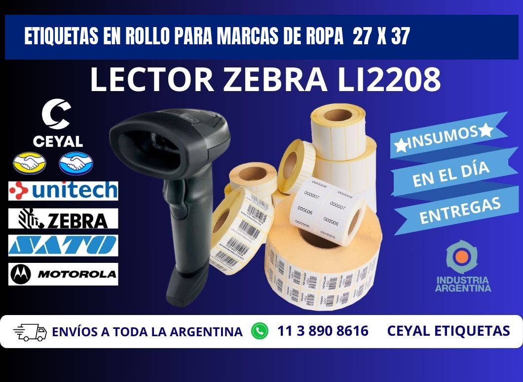 ETIQUETAS EN ROLLO PARA MARCAS DE ROPA 27 x 37