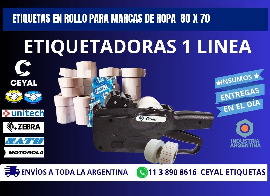 ETIQUETAS EN ROLLO PARA MARCAS DE ROPA 80 x 70