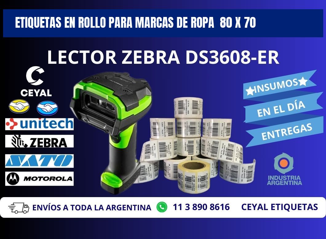 ETIQUETAS EN ROLLO PARA MARCAS DE ROPA 80 x 70
