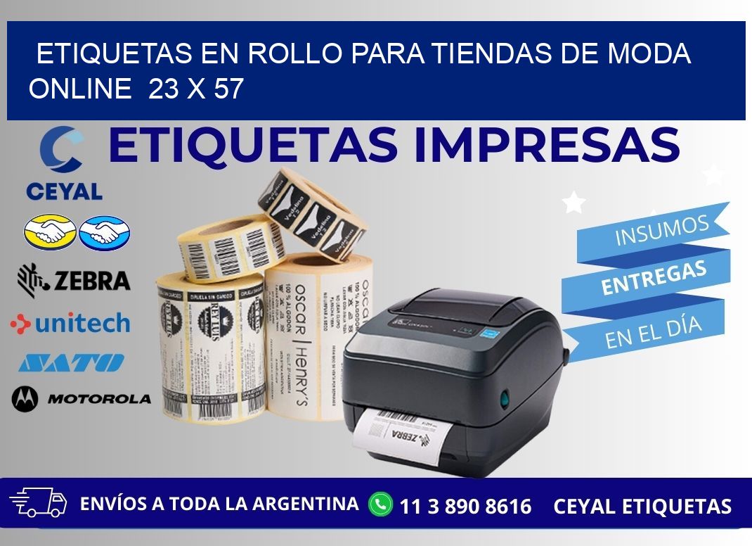 ETIQUETAS EN ROLLO PARA TIENDAS DE MODA ONLINE  23 x 57
