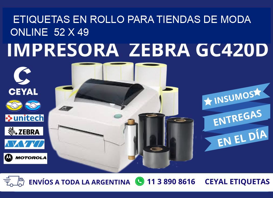 ETIQUETAS EN ROLLO PARA TIENDAS DE MODA ONLINE  52 x 49