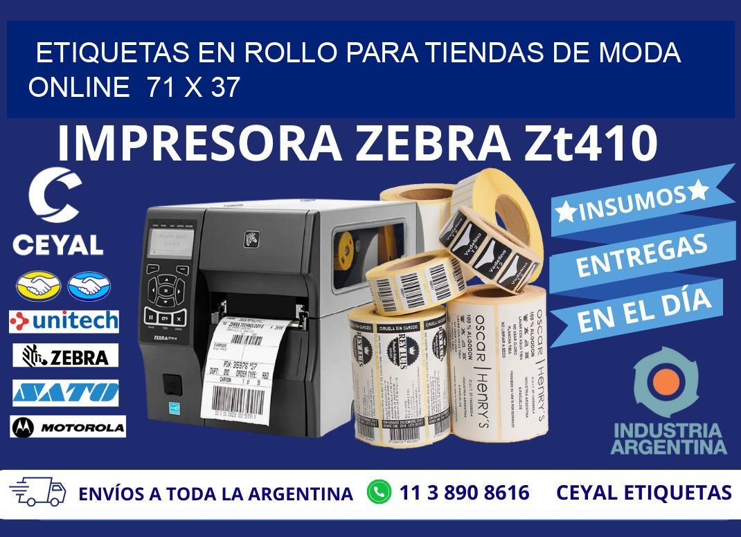 ETIQUETAS EN ROLLO PARA TIENDAS DE MODA ONLINE  71 x 37