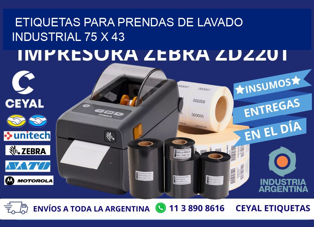 ETIQUETAS PARA PRENDAS DE LAVADO INDUSTRIAL 75 x 43
