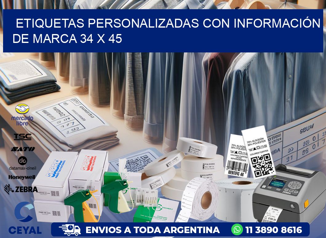 ETIQUETAS PERSONALIZADAS CON INFORMACIÓN DE MARCA 34 x 45