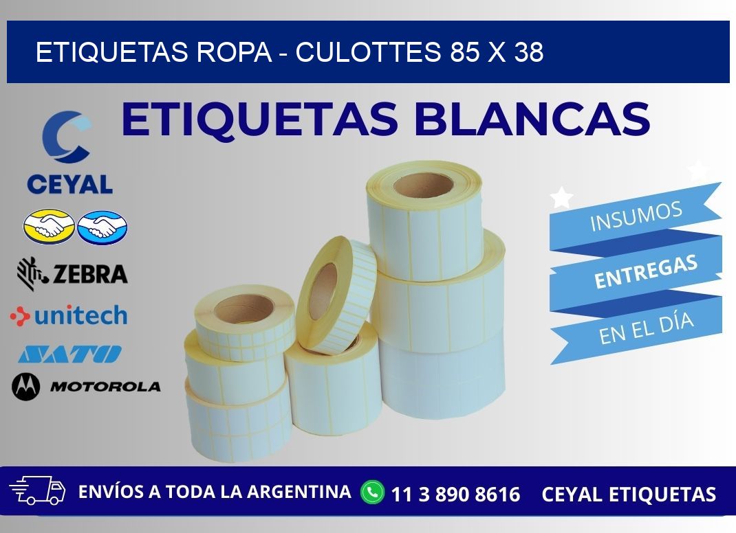 ETIQUETAS ROPA - CULOTTES 85 x 38