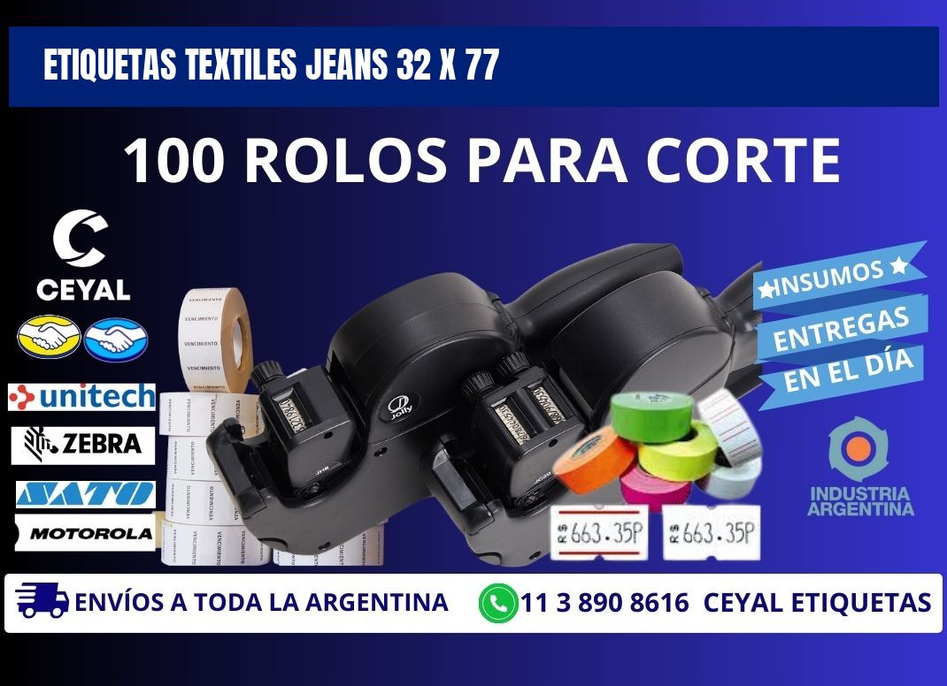 ETIQUETAS TEXTILES JEANS 32 x 77