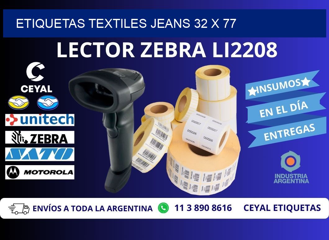 ETIQUETAS TEXTILES JEANS 32 x 77