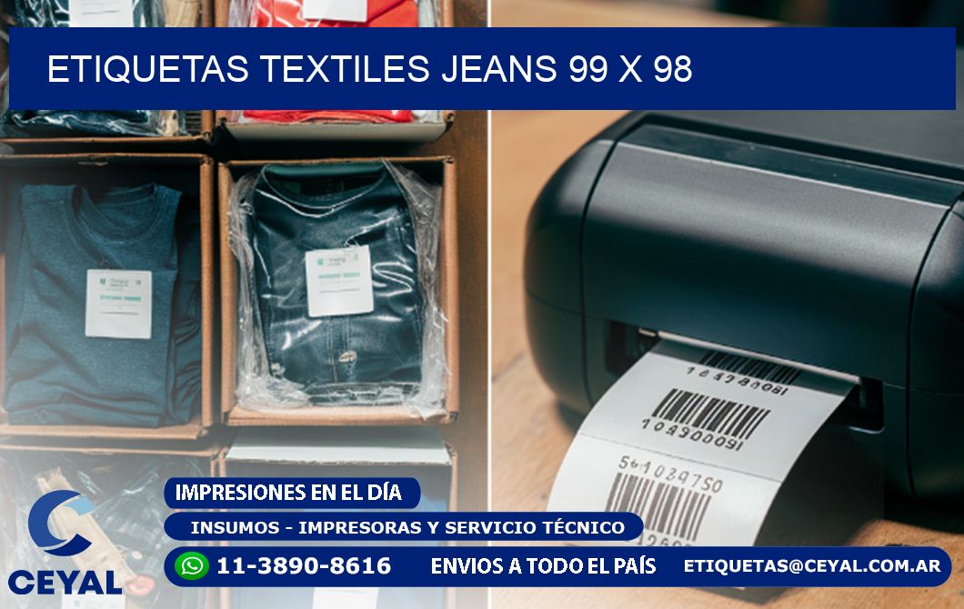 ETIQUETAS TEXTILES JEANS 99 x 98