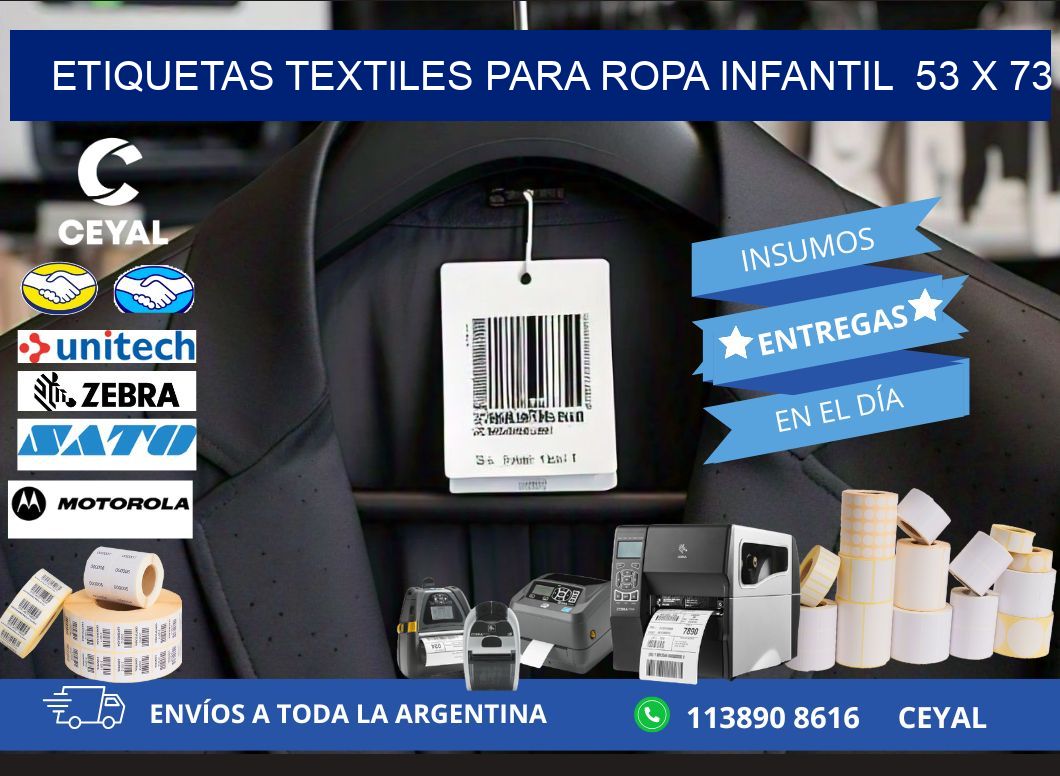 ETIQUETAS TEXTILES PARA ROPA INFANTIL  53 x 73