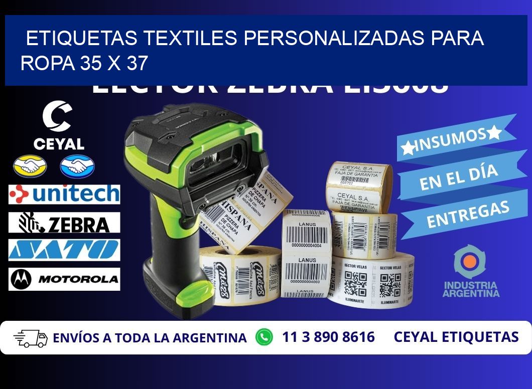 ETIQUETAS TEXTILES PERSONALIZADAS PARA ROPA 35 x 37