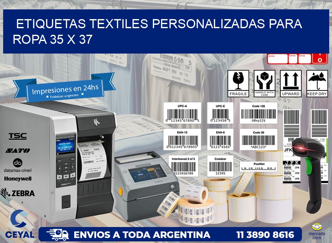 ETIQUETAS TEXTILES PERSONALIZADAS PARA ROPA 35 x 37