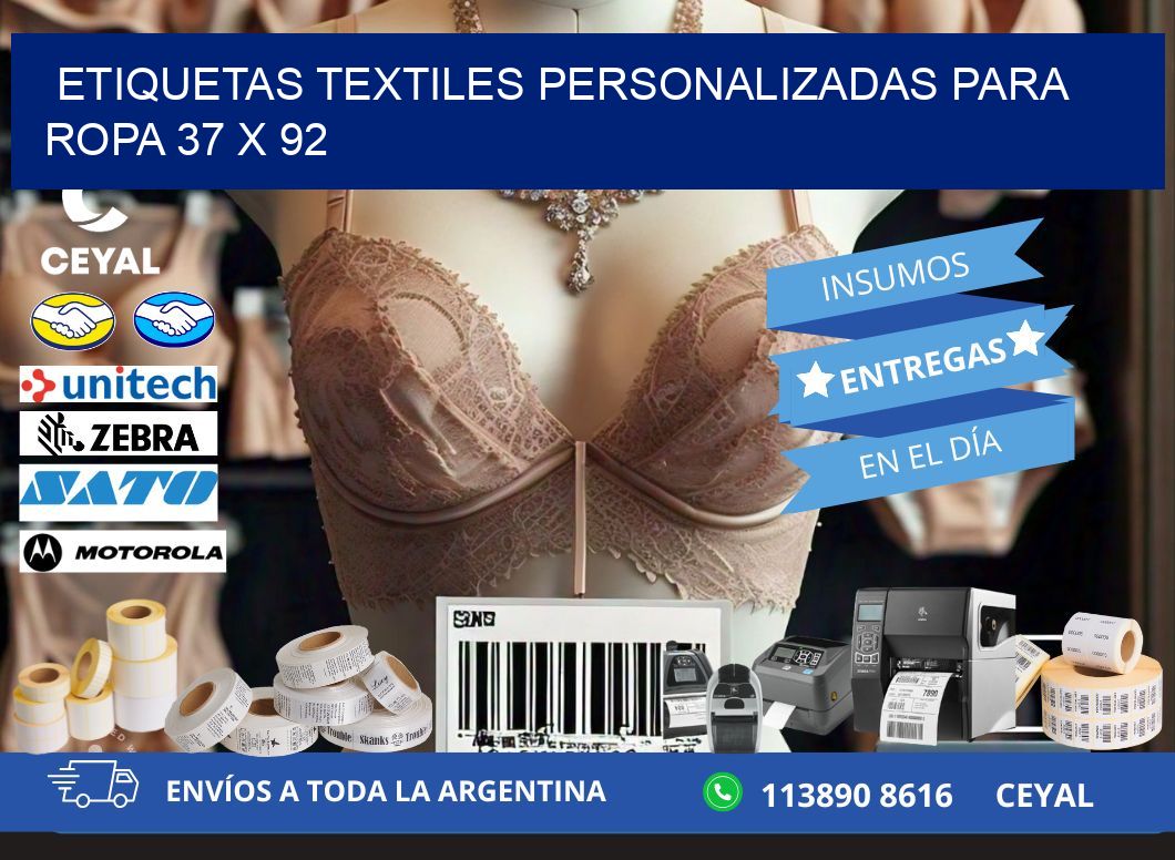 ETIQUETAS TEXTILES PERSONALIZADAS PARA ROPA 37 x 92