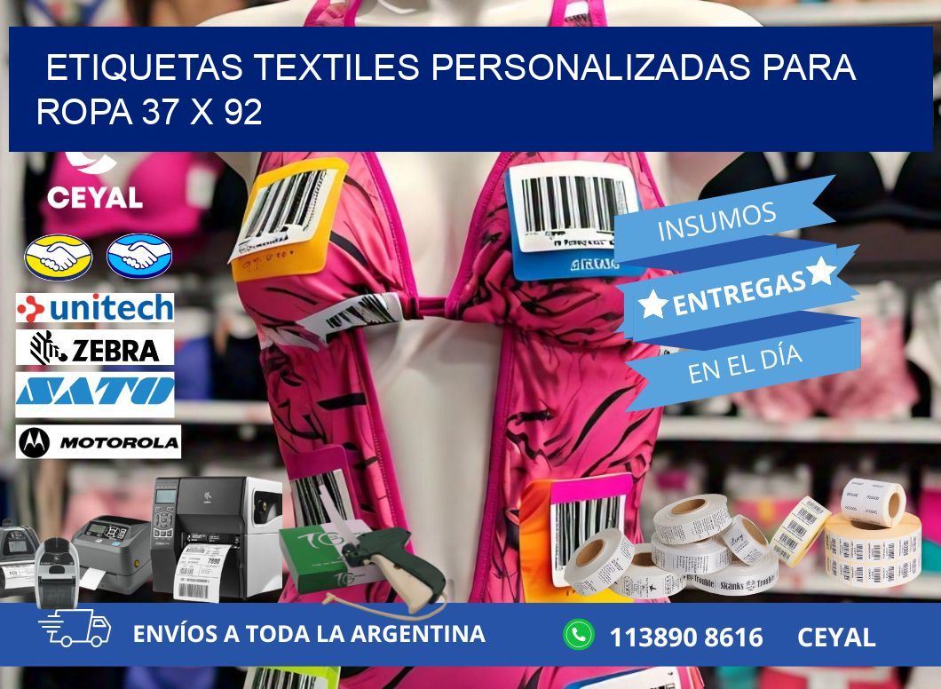 ETIQUETAS TEXTILES PERSONALIZADAS PARA ROPA 37 x 92