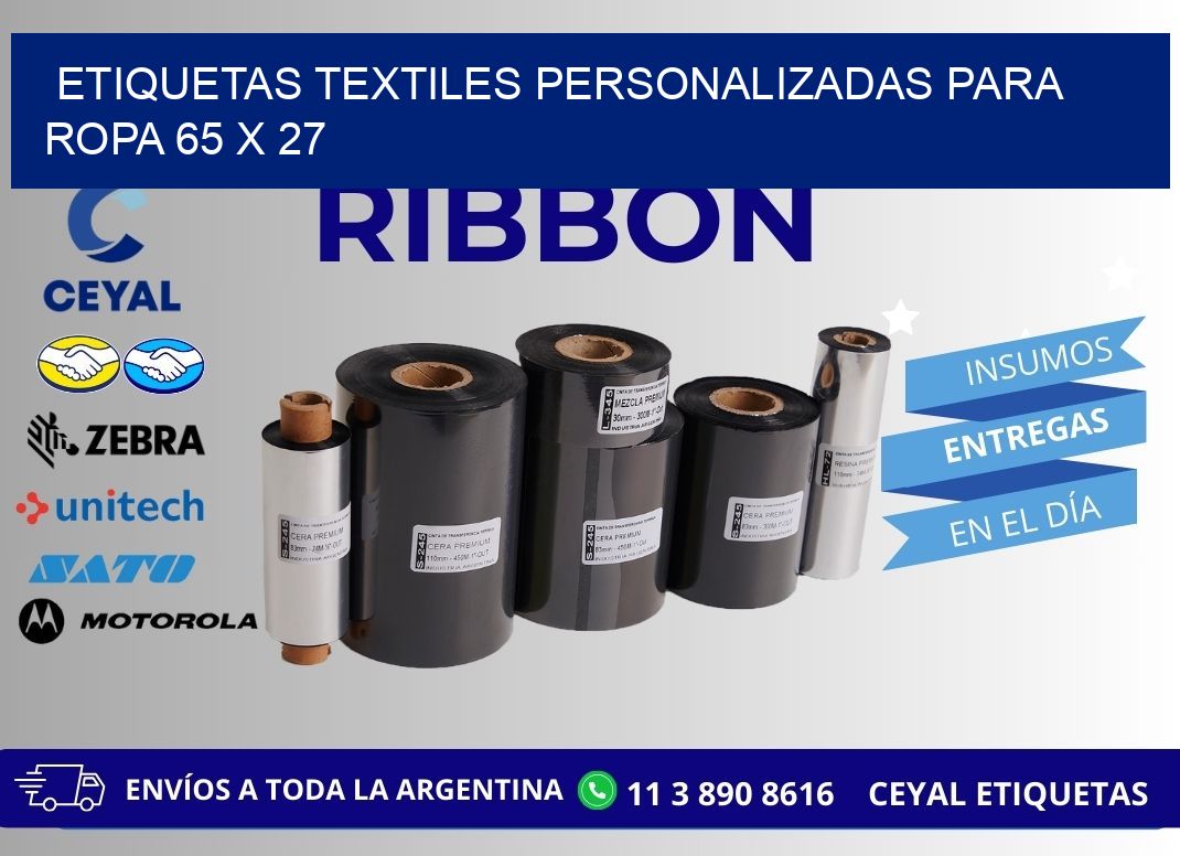 ETIQUETAS TEXTILES PERSONALIZADAS PARA ROPA 65 x 27