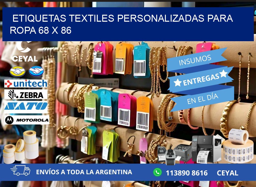 ETIQUETAS TEXTILES PERSONALIZADAS PARA ROPA 68 x 86