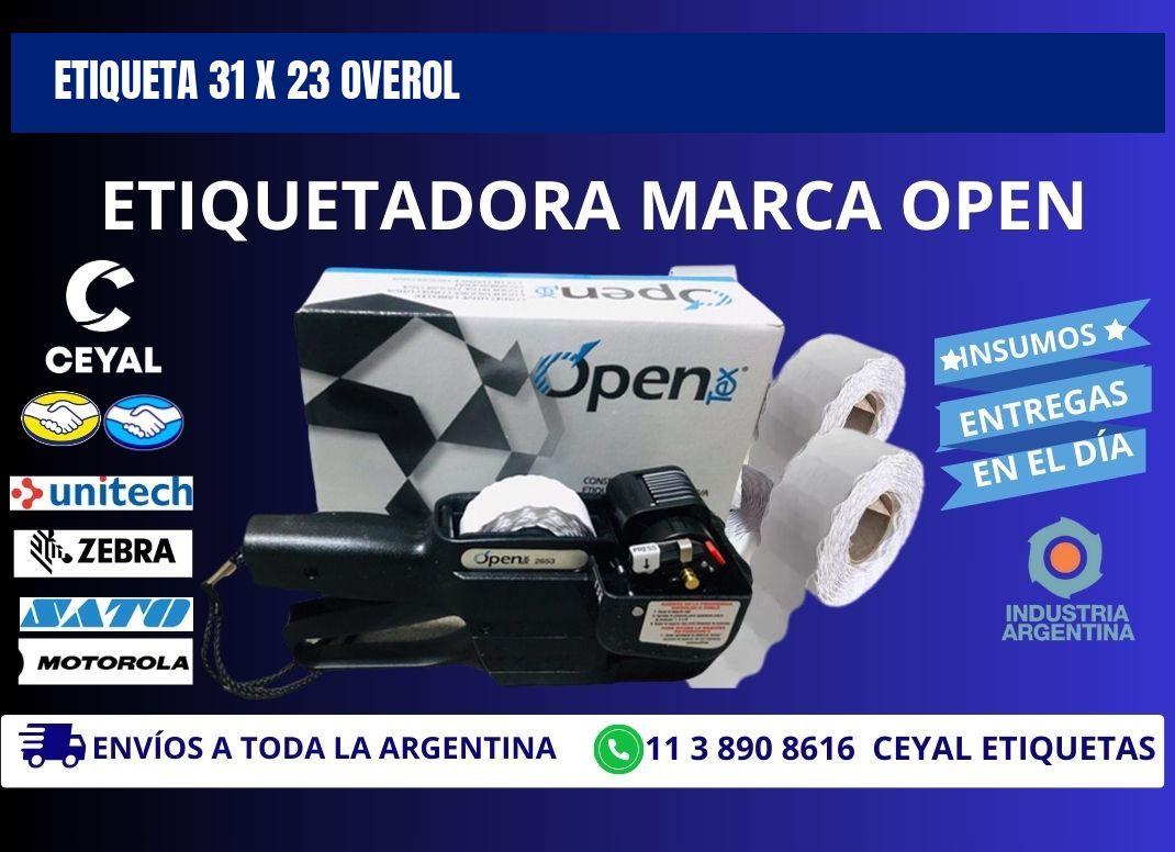 Etiqueta 31 x 23 overol