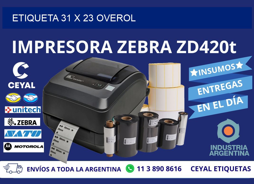 Etiqueta 31 x 23 overol