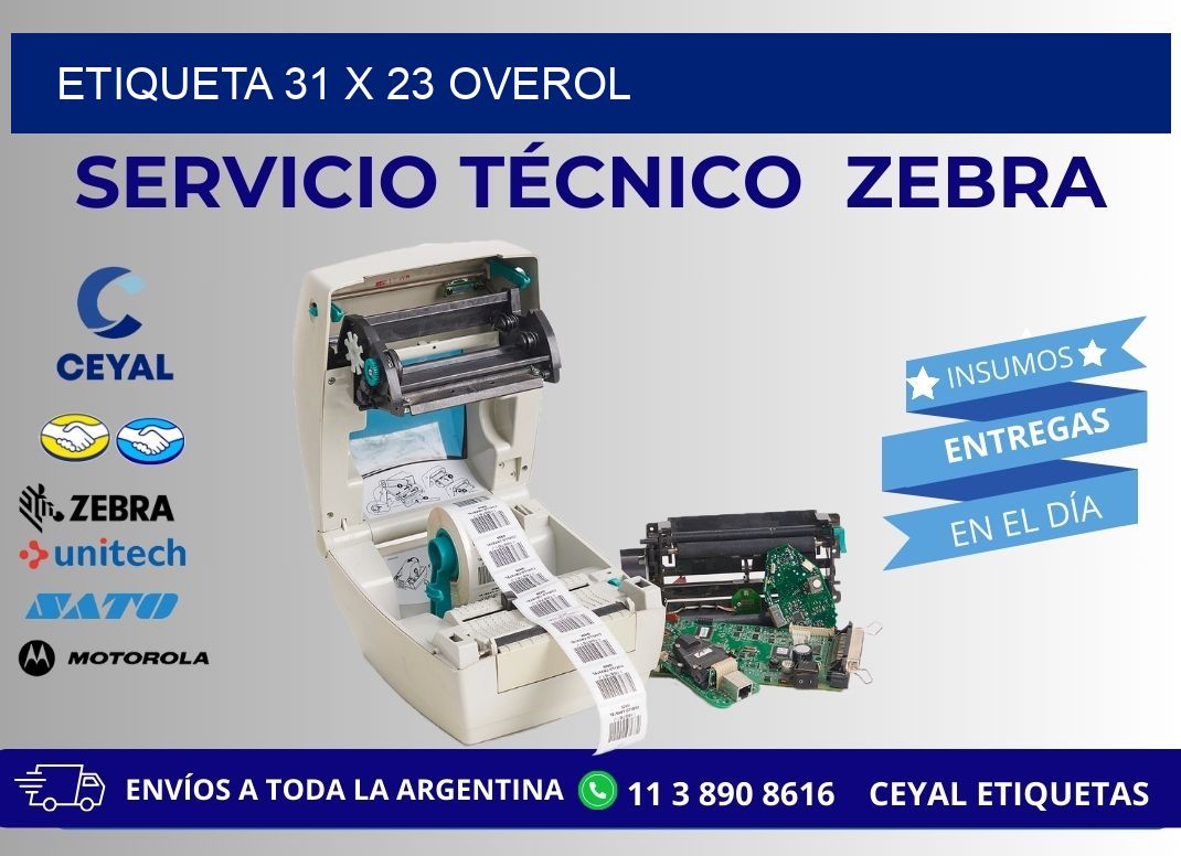 Etiqueta 31 x 23 overol