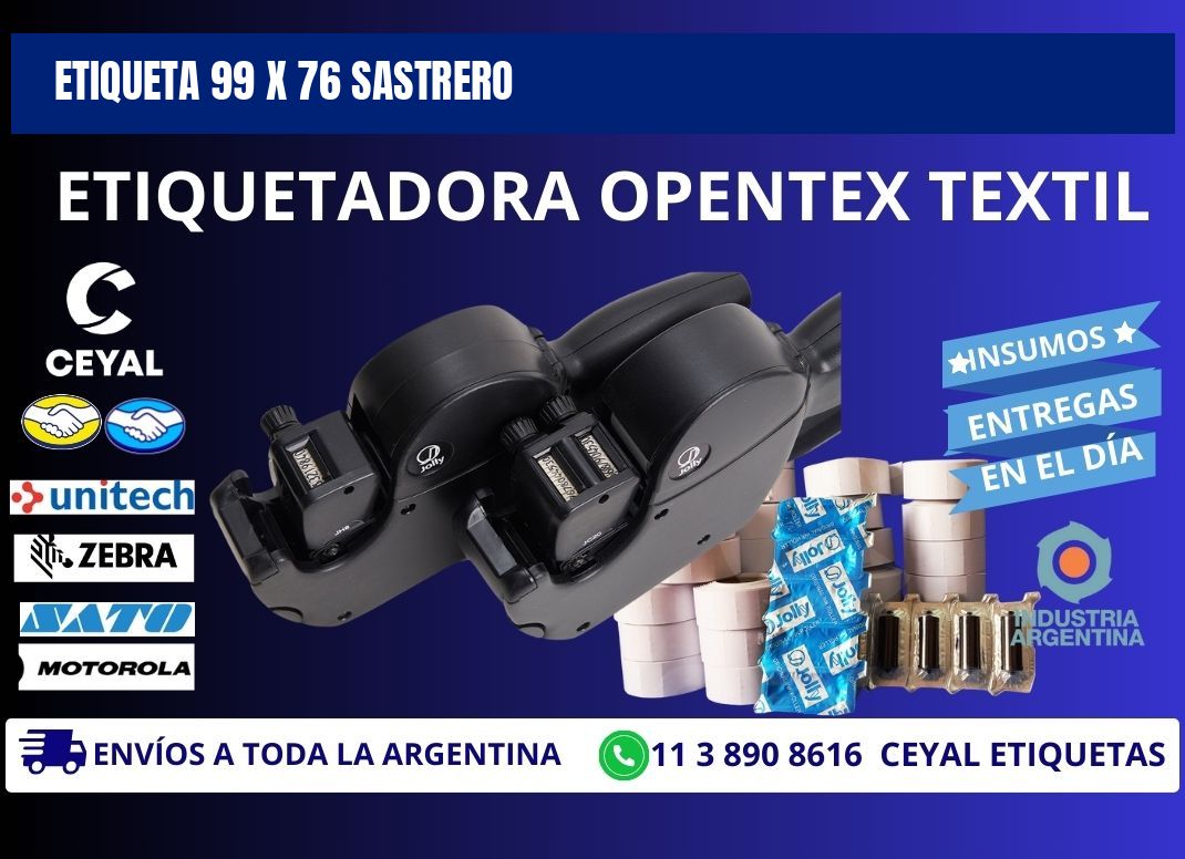 Etiqueta 99 x 76 sastrero