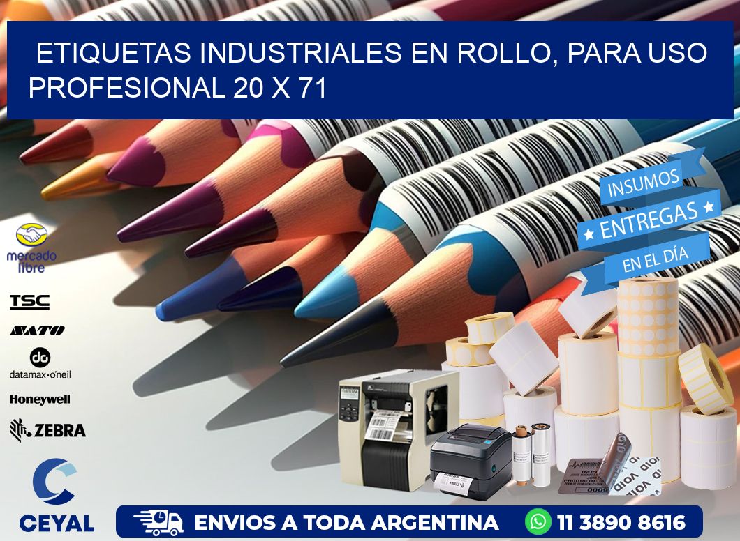 Etiquetas Industriales en Rollo, Para Uso Profesional 20 x 71