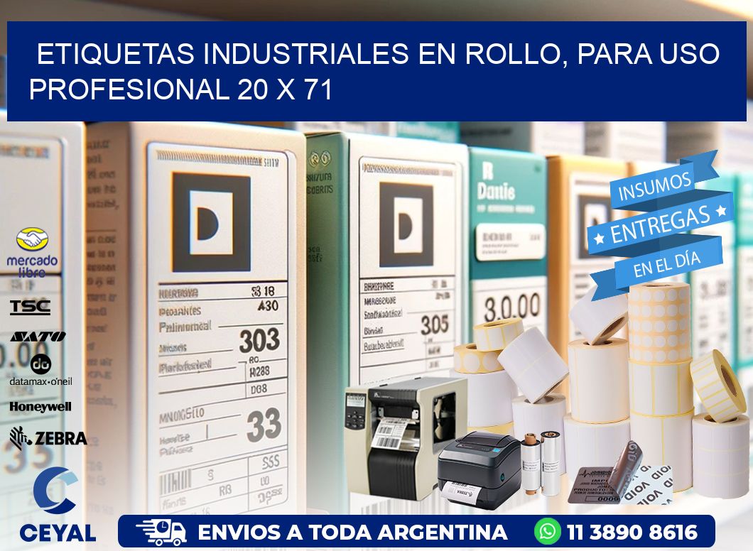 Etiquetas Industriales en Rollo, Para Uso Profesional 20 x 71