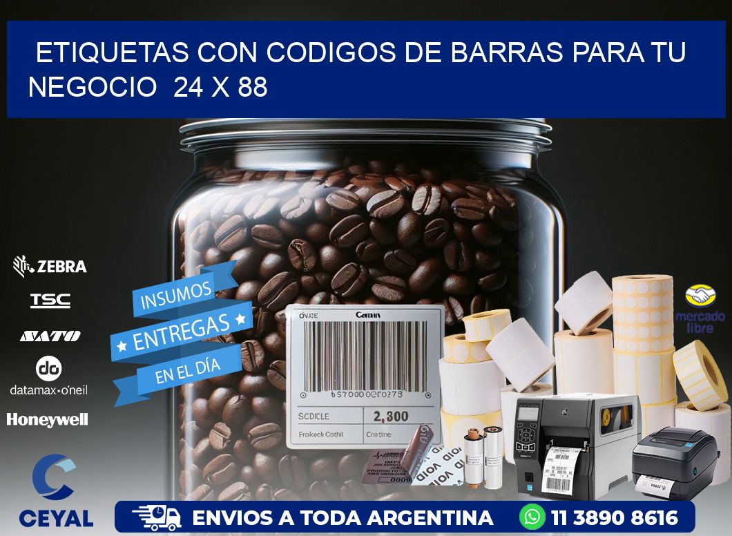 Etiquetas con Codigos de Barras para tu Negocio  24 x 88