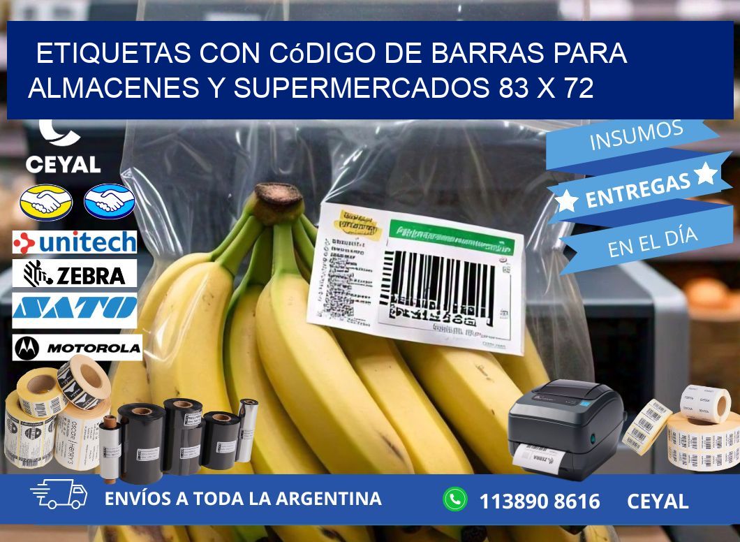 Etiquetas con código de barras para almacenes y supermercados 83 x 72