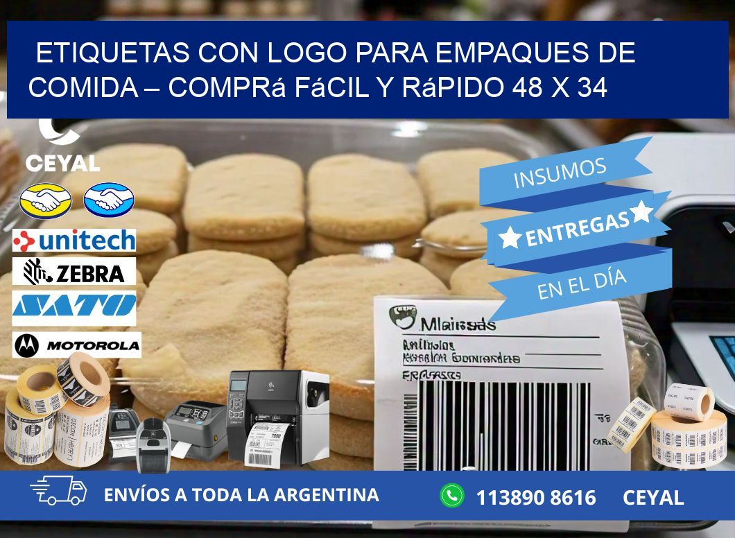 Etiquetas con logo para empaques de comida – Comprá fácil y rápido 48 x 34